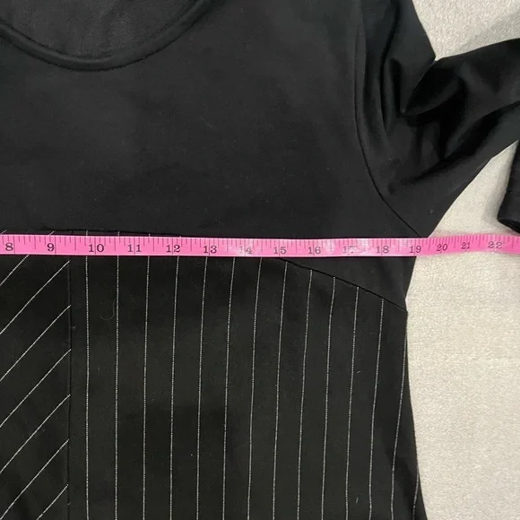 [3/40/US:L]NOR Denmark Black Long Sleeve Asymmetrical Striped Baggy Dress Funky - Picture 6 of 11